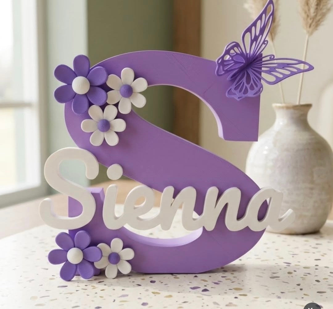 BUTTERFLY AND FLOWERS NAME STAND