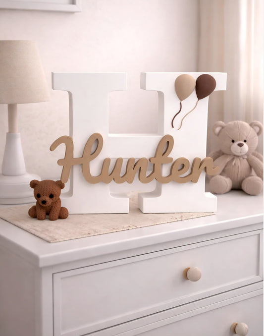 Personalised teddy bear name stand with initial and child's name – photo 2